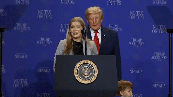 In Nevada speech, Trump chases after toddler on stage before joking he doesn't want him to 'be Biden and fall'