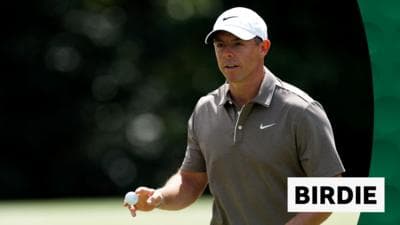 The Masters: Rory McIlroy birdies the ninth hole