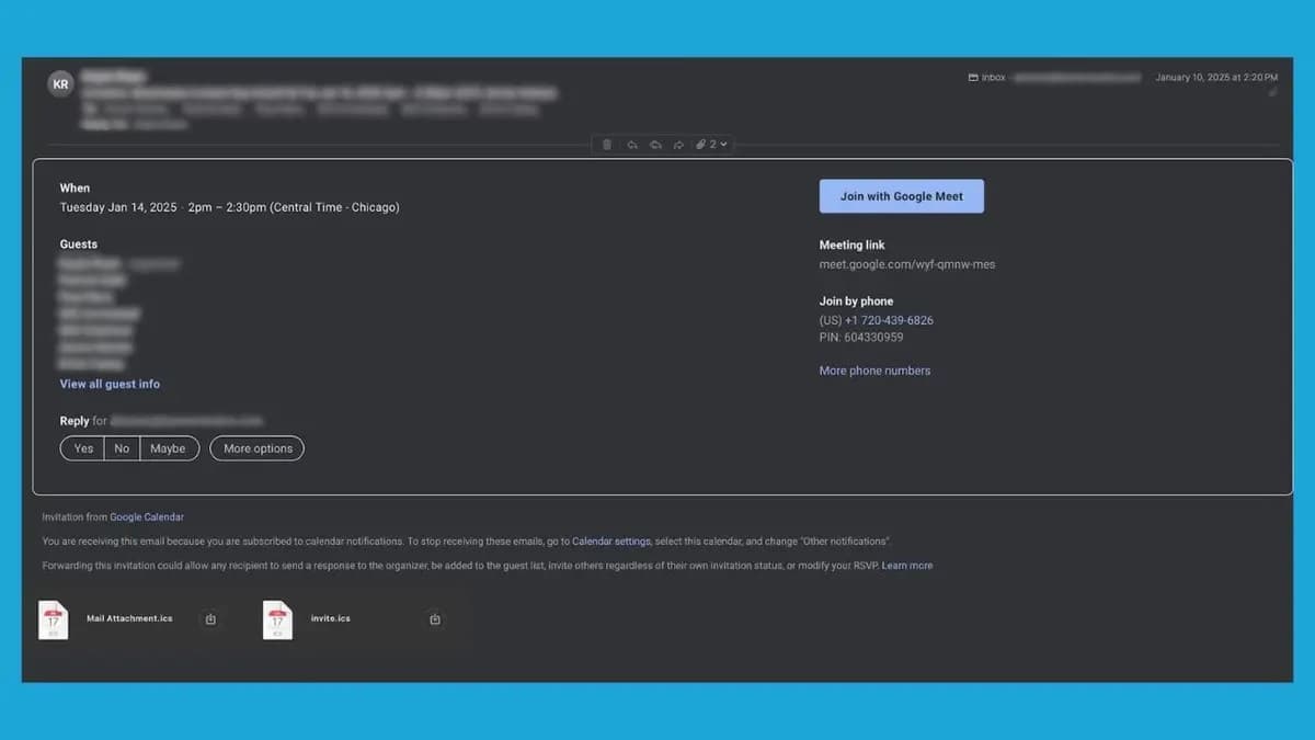 Don’t be so quick to click that Google Calendar invite. It could be a hacker’s trap