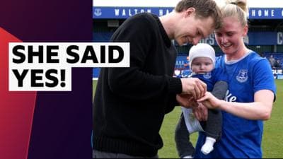 Everton’s Rikke Madsen gets surprise proposal after WSL win